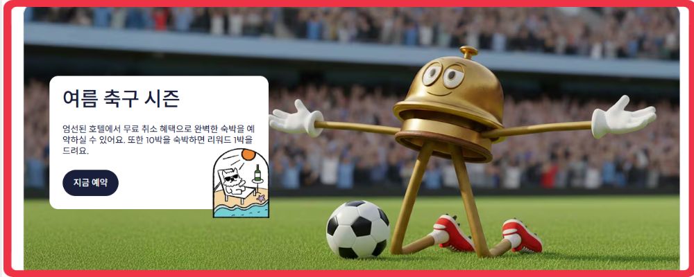 호텔스닷컴 여름 축구 프로모션 설명 이미지