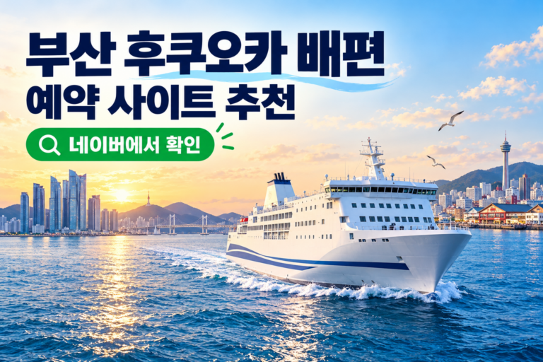 부산 후쿠오카 배편 예약 사이트 추천을 안내하는 AI 제작 썸네일
