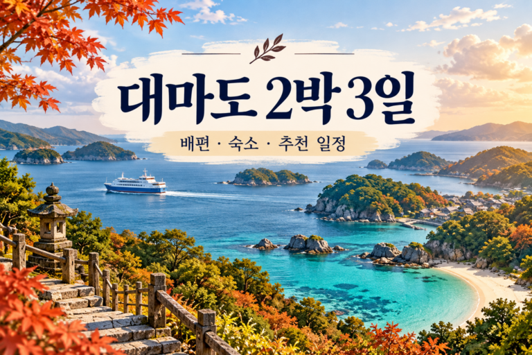 대마도 2박 3일 배편 숙소 추천 일정 AI 일러스트
